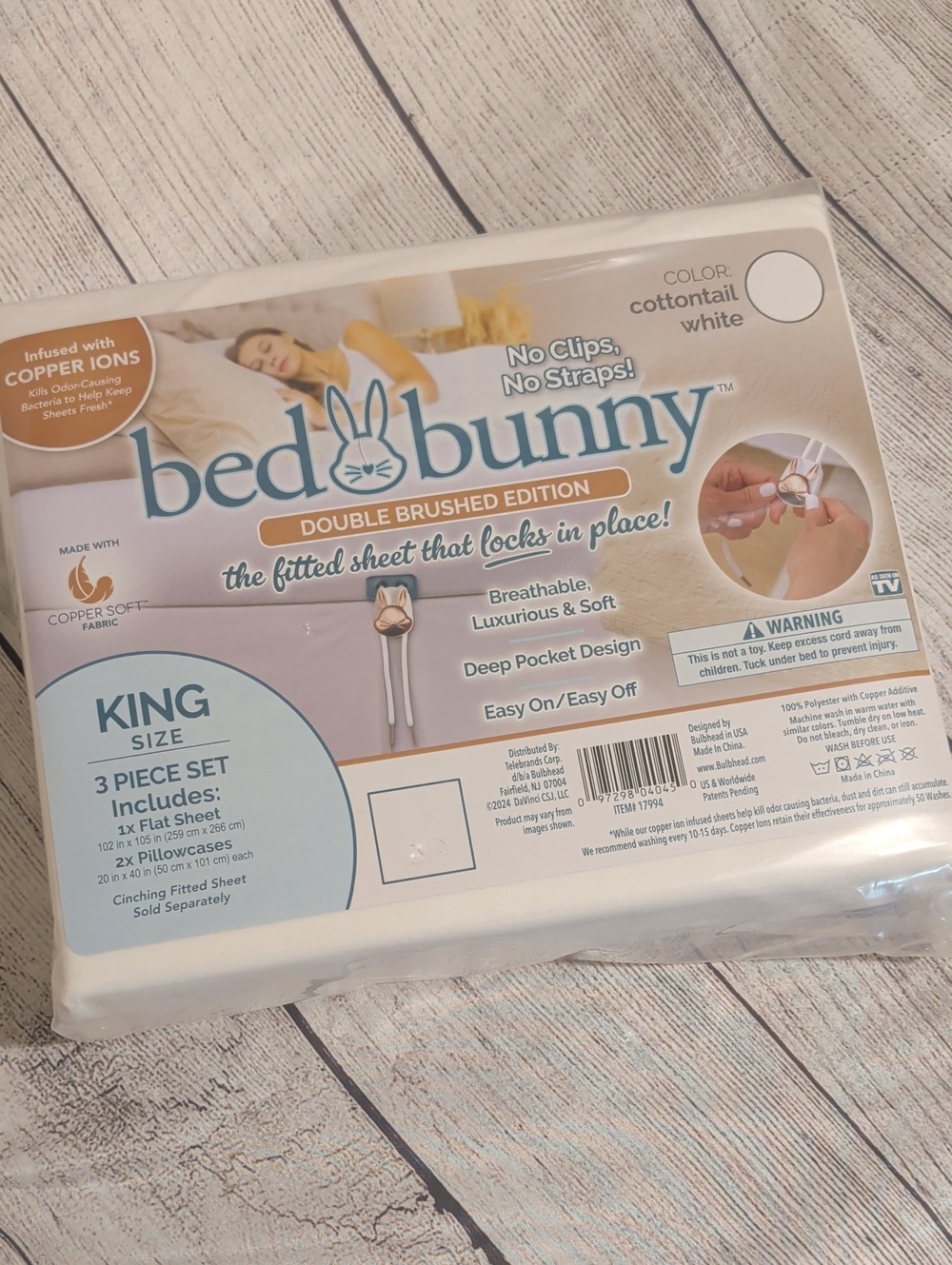 Bed Bunny King Fitted Sheet Set - Cottontail White